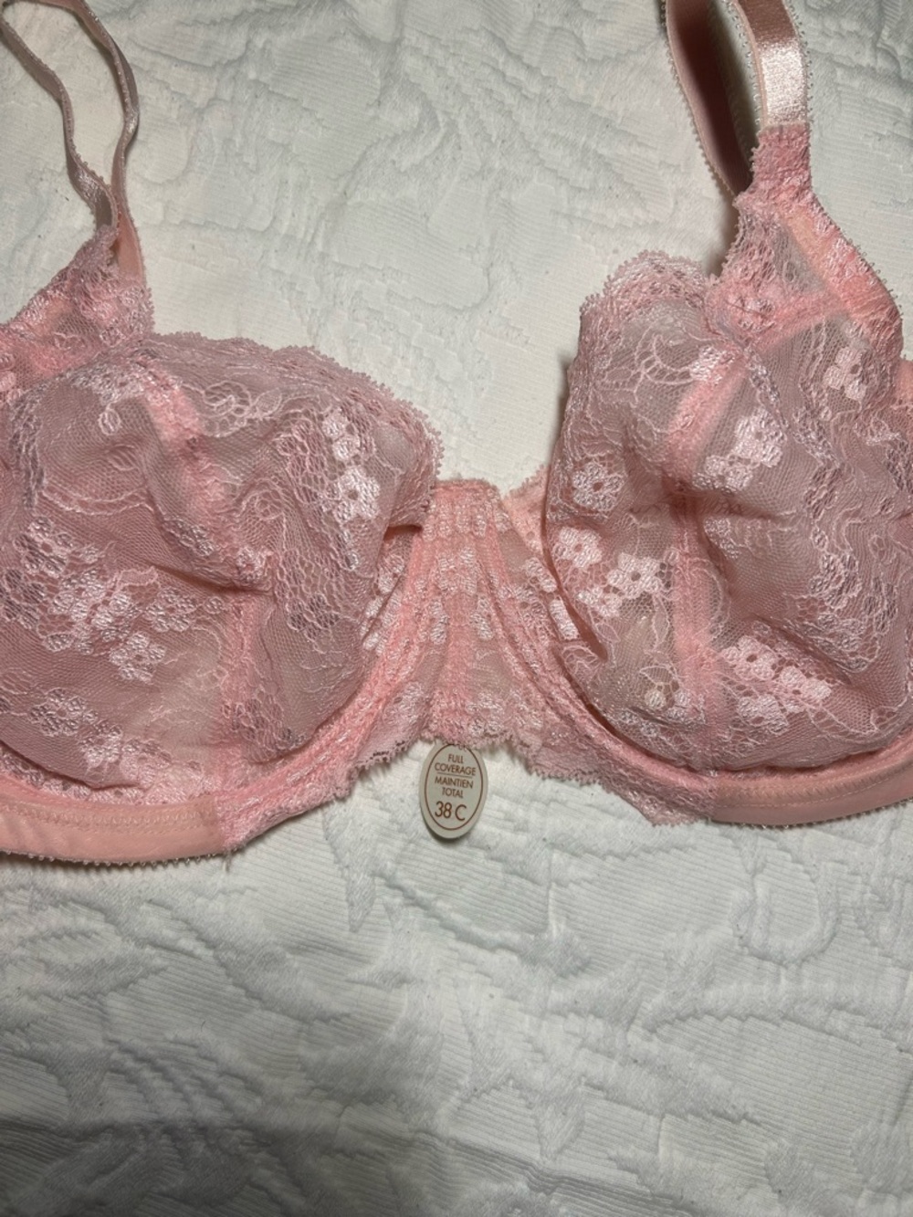 Delicate Lace Underwire Bra - Pink, 38C